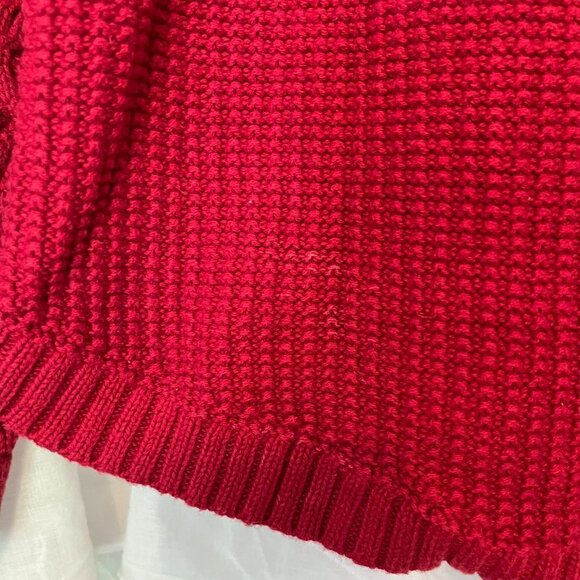 Cable Knit Cozy Red Cotton Sweater - Small - Picture 7 of 7